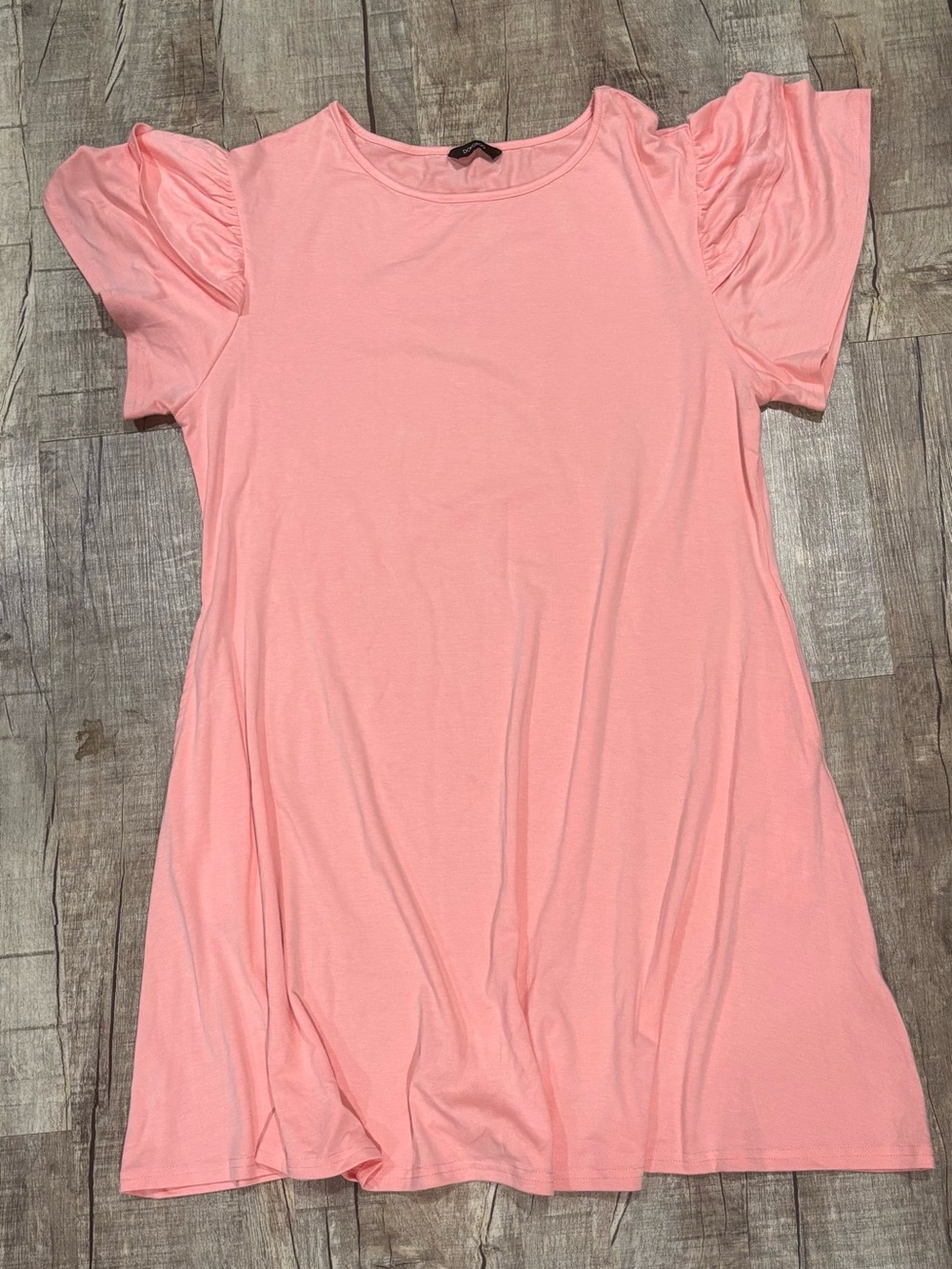 Soft Pink Puff Sleeve Tunic Dress